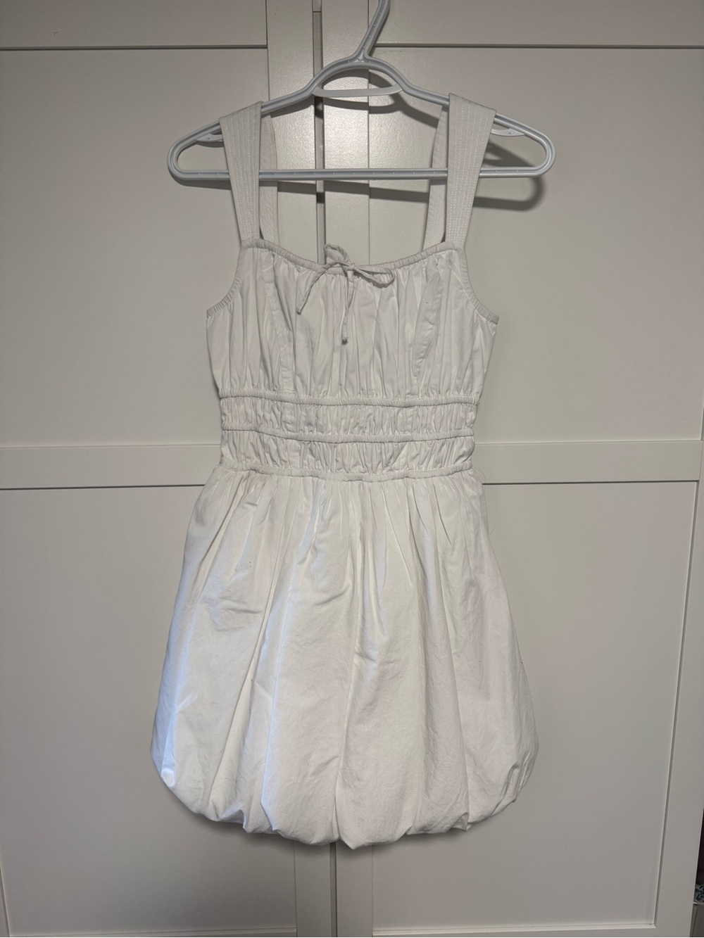 Aritzia White Smocked Bubble Dress Tank